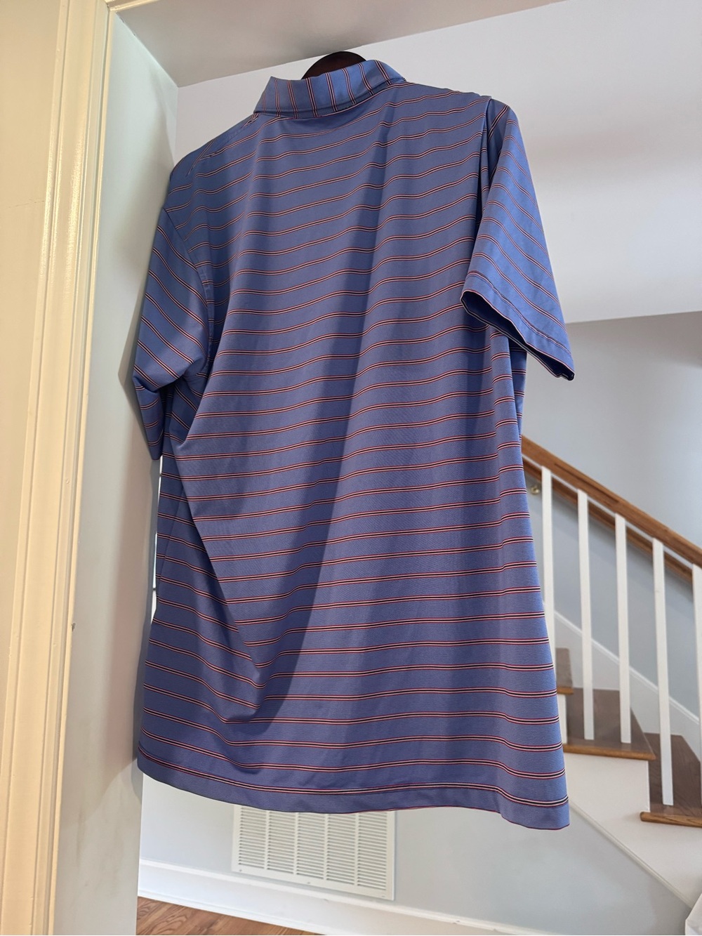 Men's Blue Stripe Performance Polo - Picture 3 of 3
